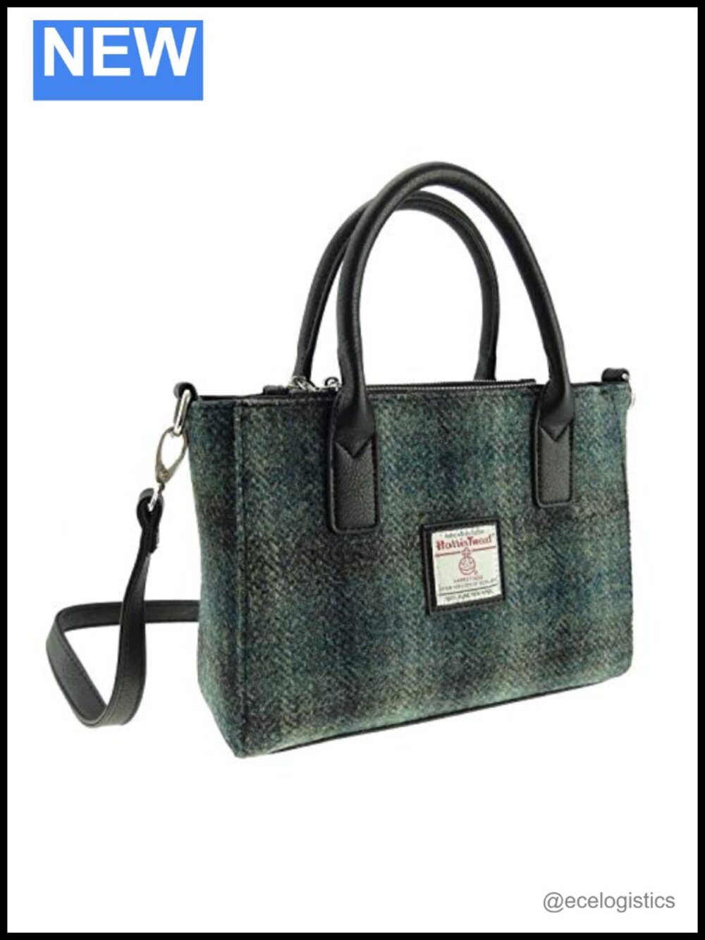 Genuine Harris Tweed Wool Small Tote Bag with Buckle Strap